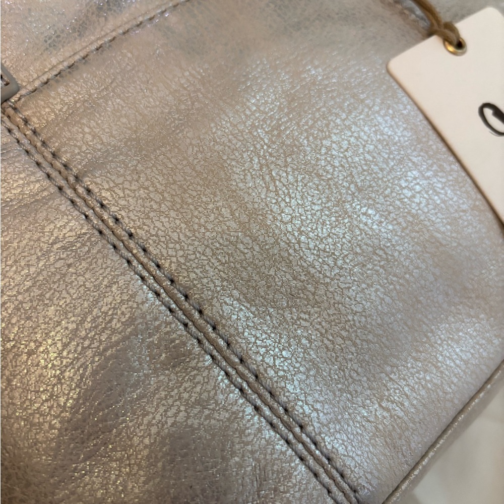 HOBO Kingston Mini Tote in Metallic Silver Leather w/ removable crossbody strap - Picture 7 of 14
